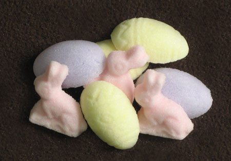 Tea sugars shaped like bunnies and Easter eggs