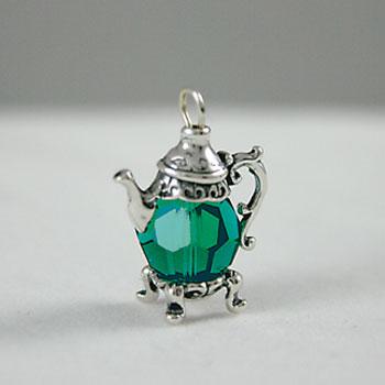 Emerald Green Crystal Teapot Charm