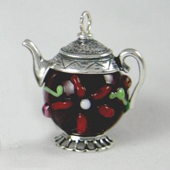 Czech Raised Glass Bead Teapot Charm